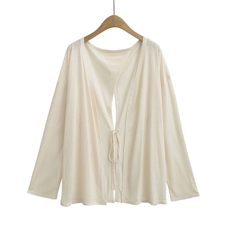 V-Neck Open Front Cardigan