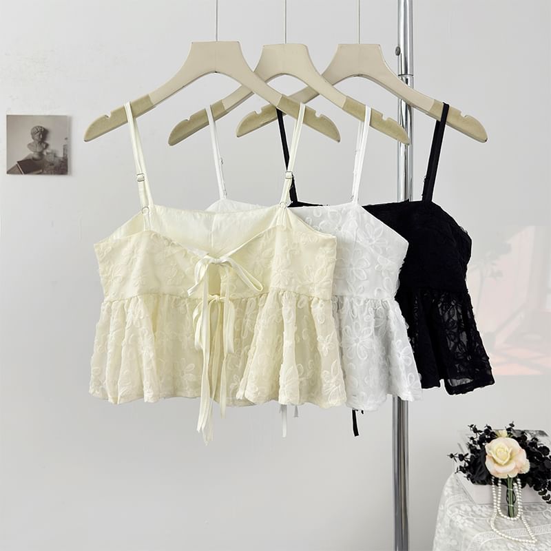 Tie Front Lace Panel V Neck Cami Top
