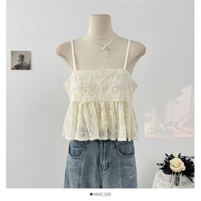 Tie Front Lace Panel V Neck Cami Top
