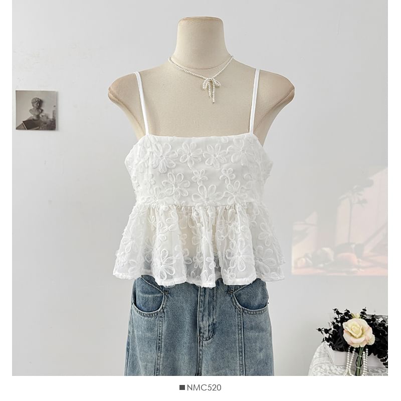 Tie Front Lace Panel V Neck Cami Top