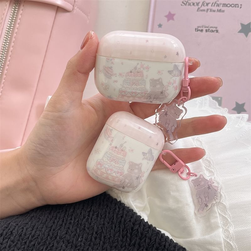 Cat Cake Apple AirPods / Pro Earphone Case Skin with Charm