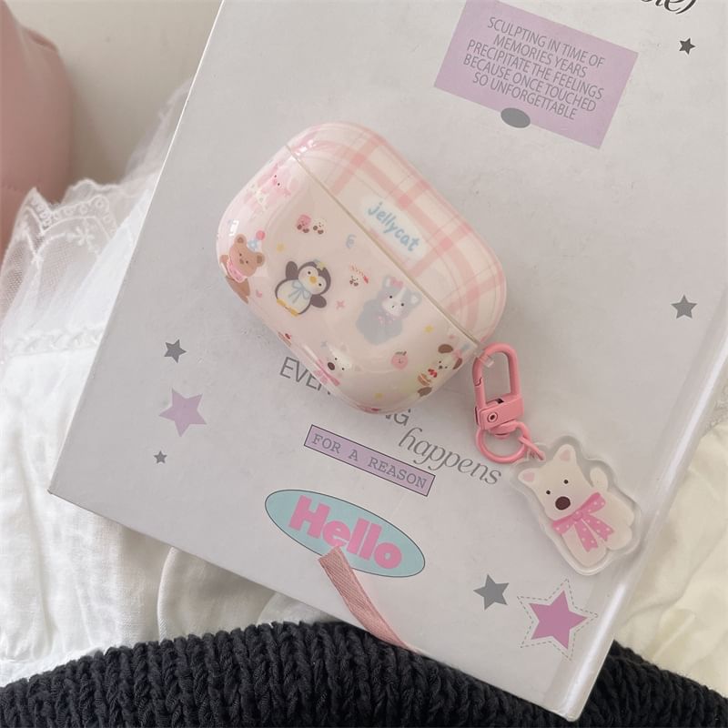 Apple Earphone / Skin Plaid with Animal AirPods Case Pro Charm