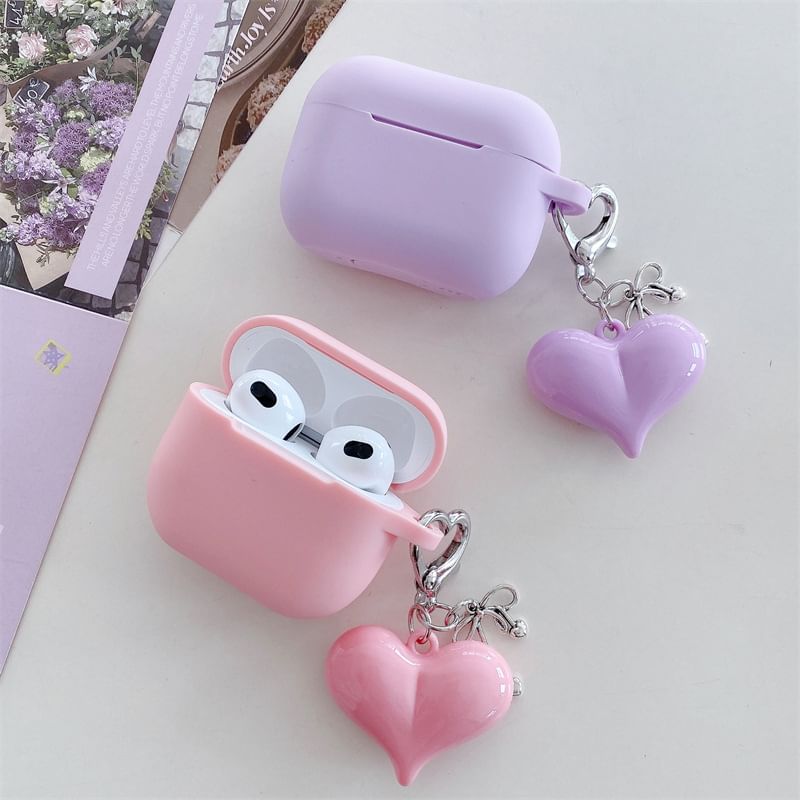 Plain Apple AirPods / Pro Earphone Case Skin with Heart Charm