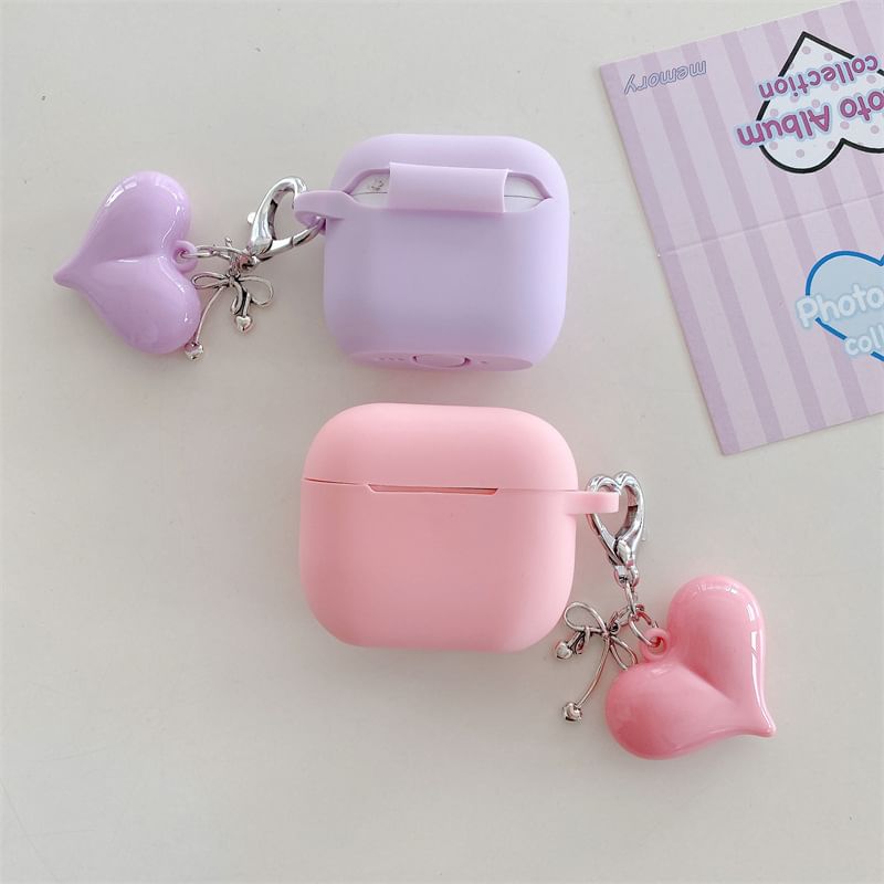 Plain Apple AirPods / Pro Earphone Case Skin with Heart Charm