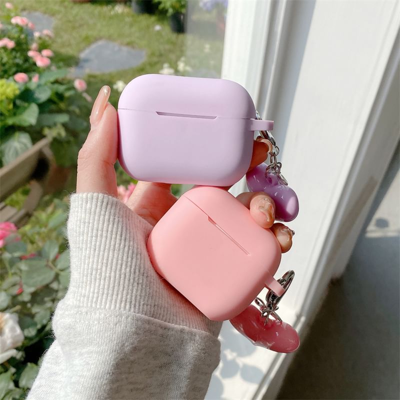 Plain Apple AirPods / Pro Earphone Case Skin with Heart Charm
