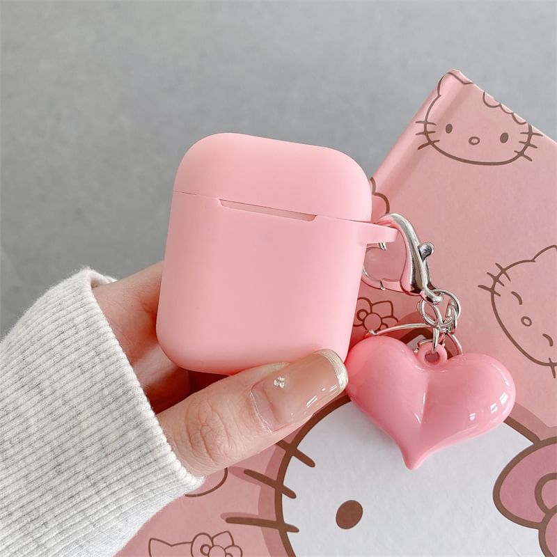 Plain Apple AirPods / Pro Earphone Case Skin with Heart Charm