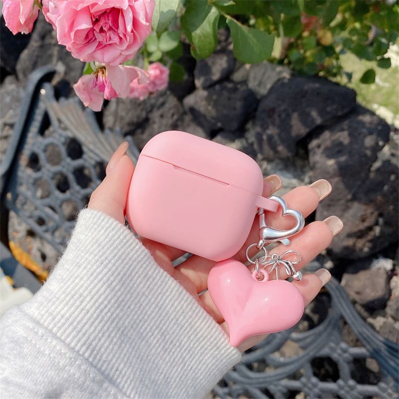 Plain Apple AirPods / Pro Earphone Case Skin with Heart Charm