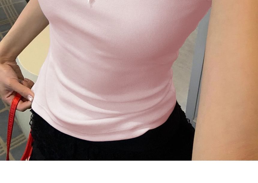 Square Neck Lace Trim Crop Tank Top