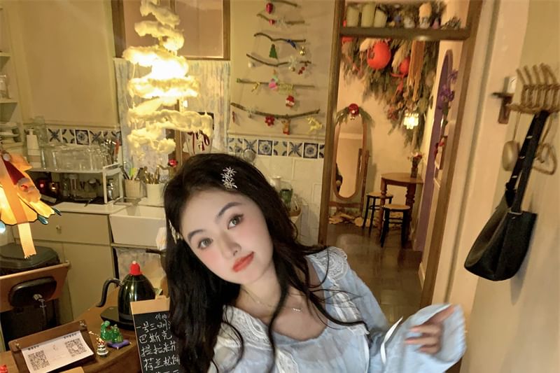Long Sleeve Round Neck Hooded Lace Top