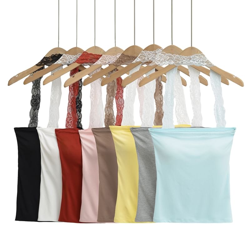 Lace Trim Halter Neck Camisole Top
