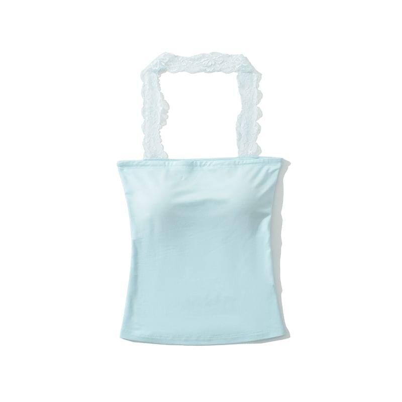 Lace Trim Halter Neck Camisole Top