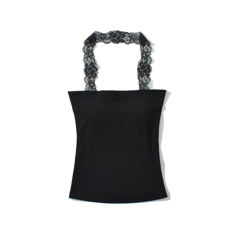 Lace Trim Halter Neck Camisole Top
