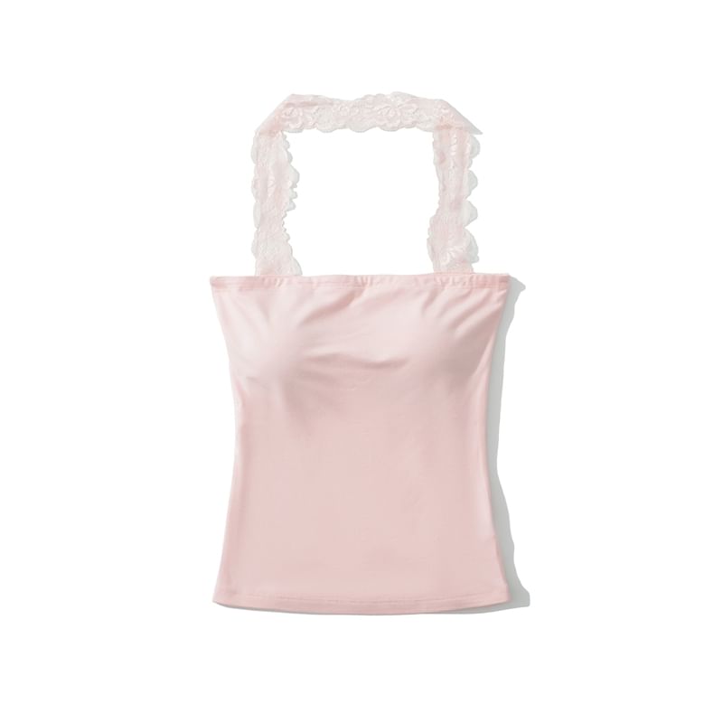 Lace Trim Halter Neck Camisole Top