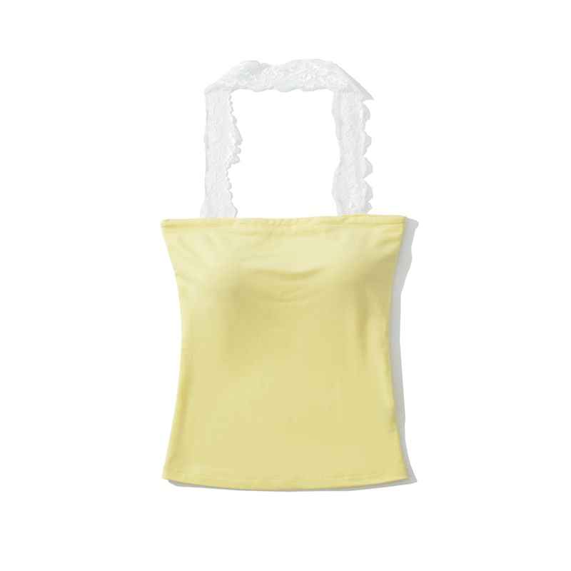 Lace Trim Halter Neck Camisole Top