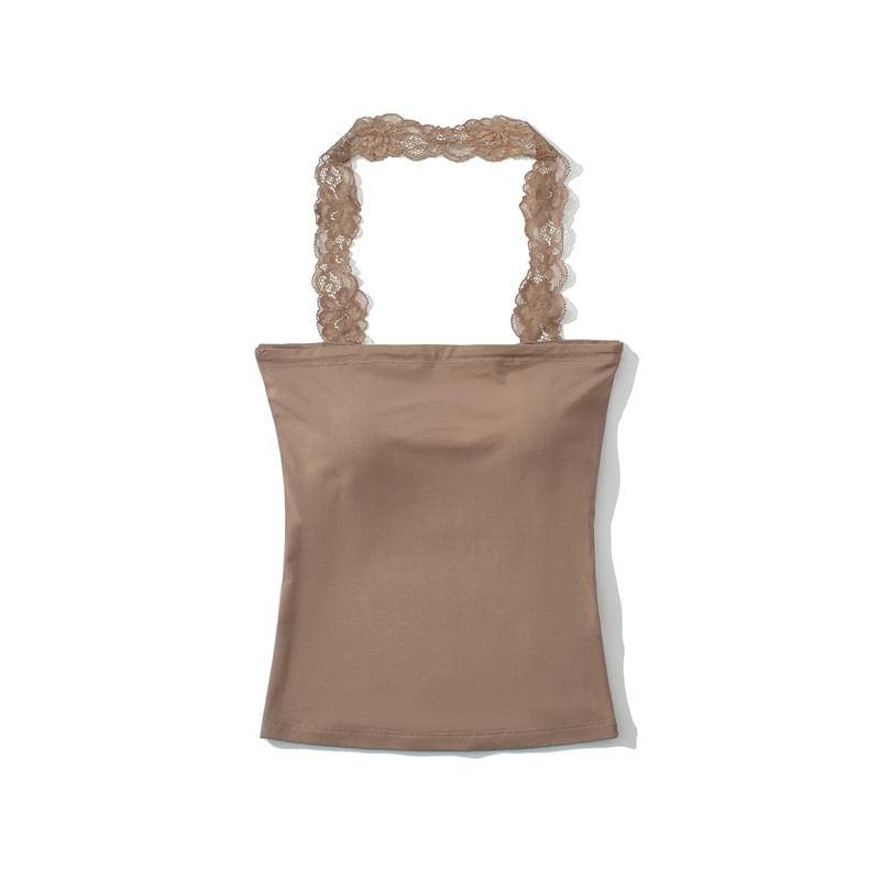 Lace Trim Halter Neck Camisole Top