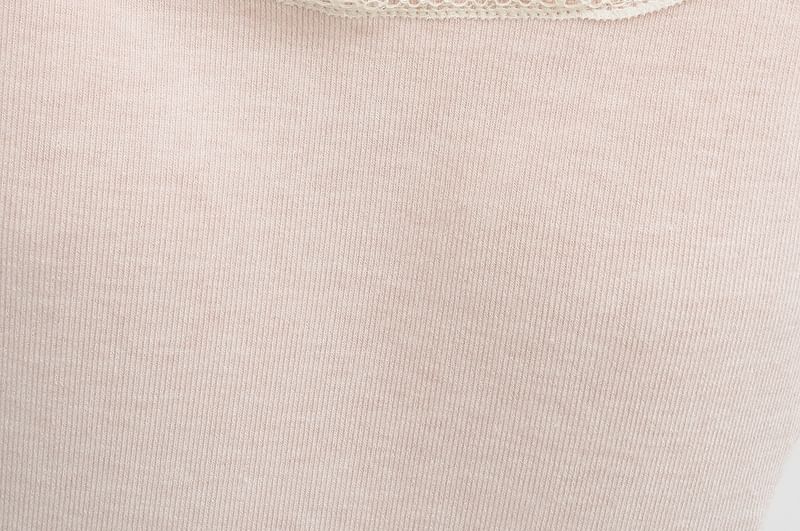 Lace Trim Cami Spaghetti Strap Scoop Neck Top