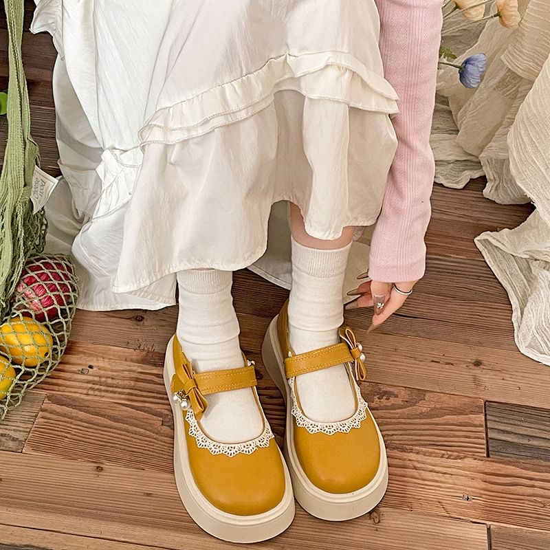 Plain Platform Mary Jane Shoes