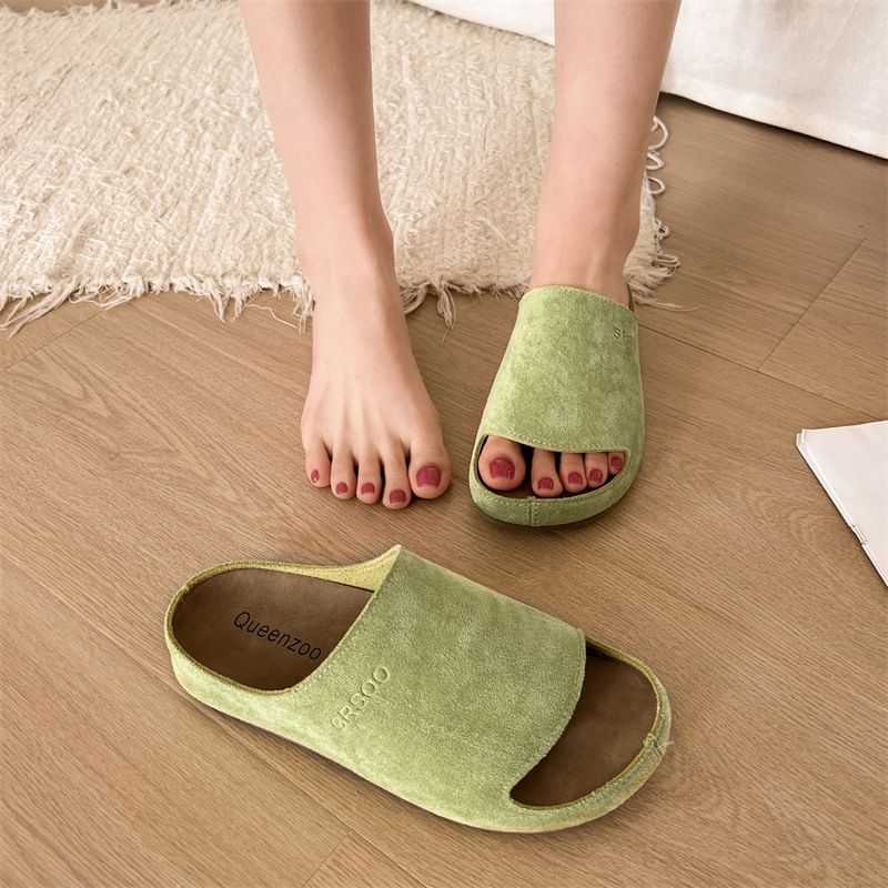 Faux Leather Slide Sandals