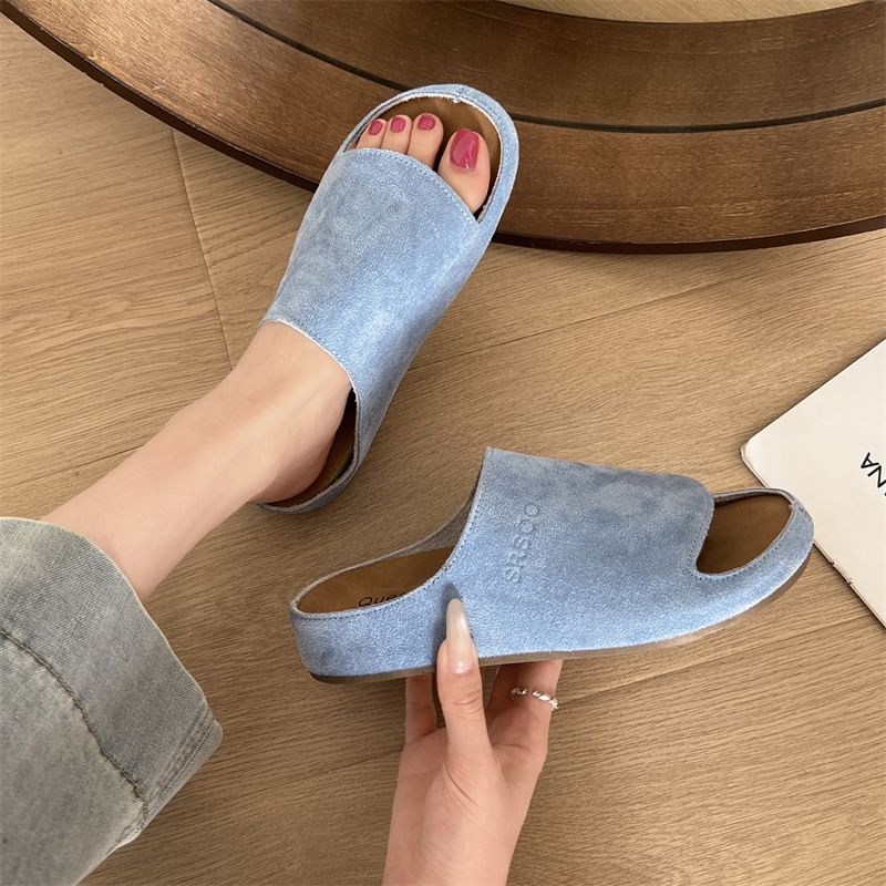 Faux Leather Slide Sandals