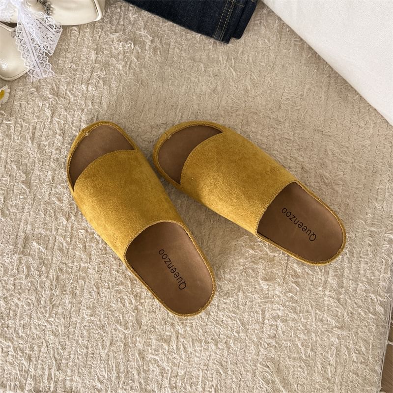 Faux Leather Slide Sandals
