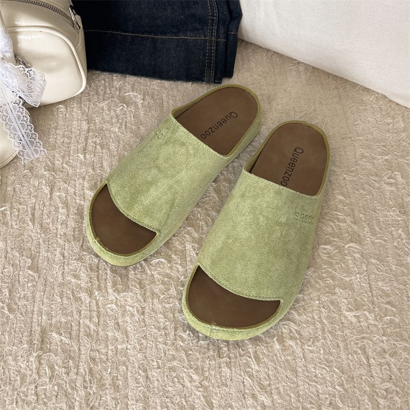 Faux Leather Slide Sandals