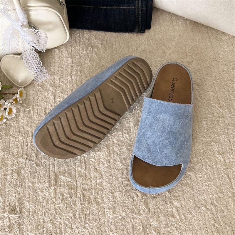 Faux Leather Slide Sandals