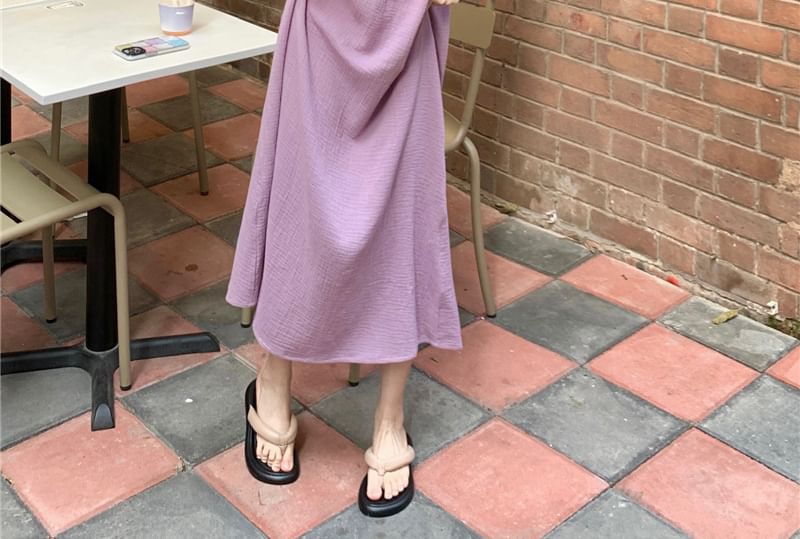 Spaghetti Strap Plain Beaded Maxi Sundress