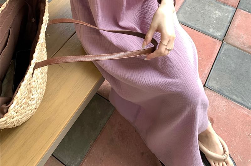 Spaghetti Strap Plain Beaded Maxi Sundress