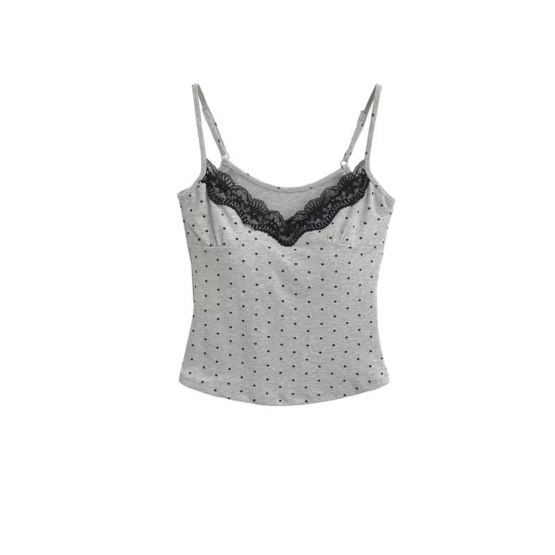 Dotted Lace Trim Camisole Top