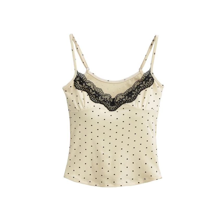 Dotted Lace Trim Camisole Top