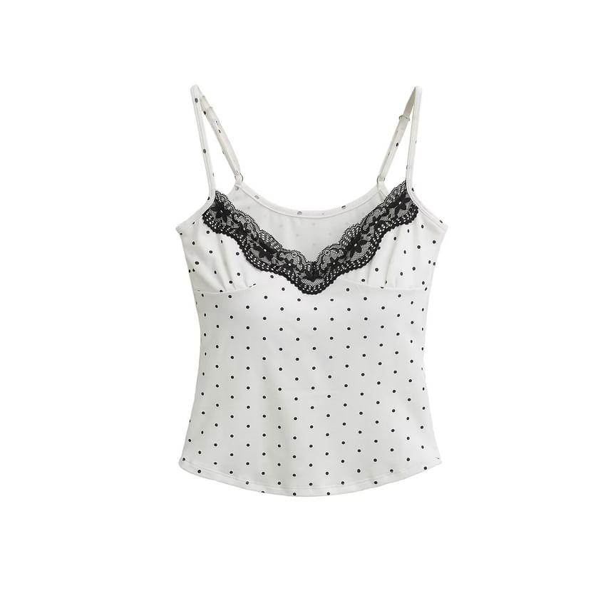 Dotted Lace Trim Camisole Top