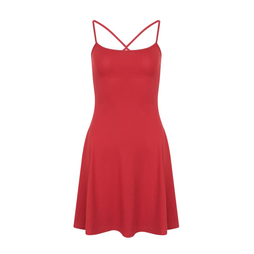 Spaghetti Strap Plain Mini A-Line Dress