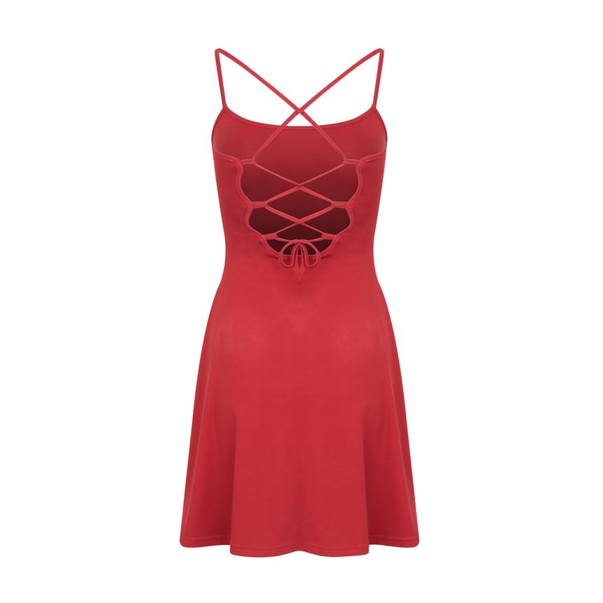 Spaghetti Strap Plain Mini A-Line Dress