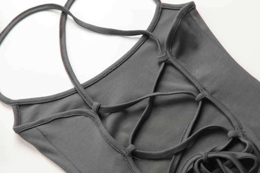 Spaghetti Strap Plain Mini A-Line Dress