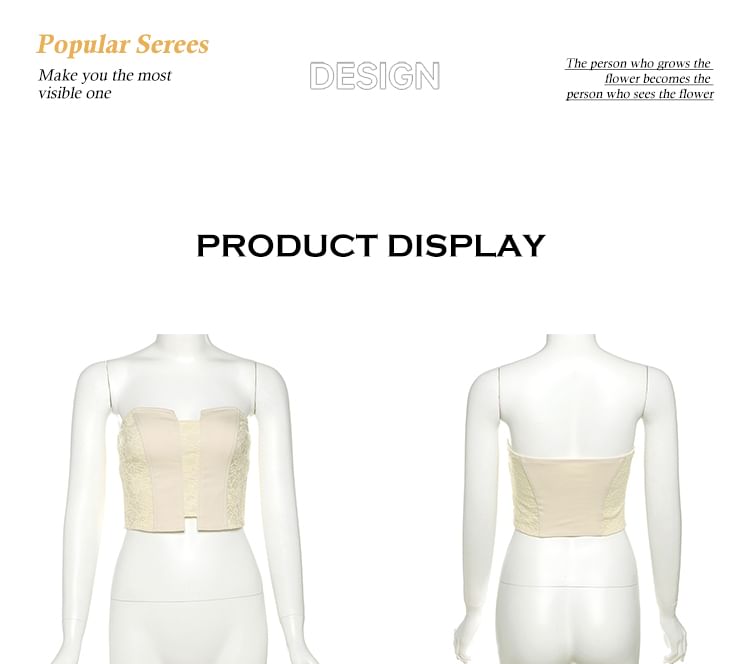 Lace Panel Tube Top and Mini Pencil Skirt Set