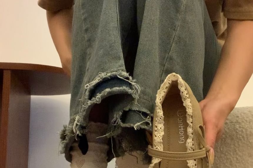 Lace Ruffle Mary Jane Shoes