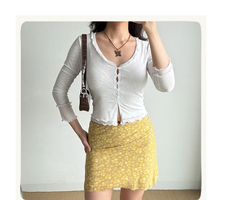 Lettuce Edge Mesh Cardigan