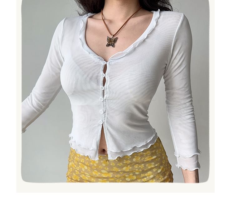 Lettuce Edge Mesh Cardigan