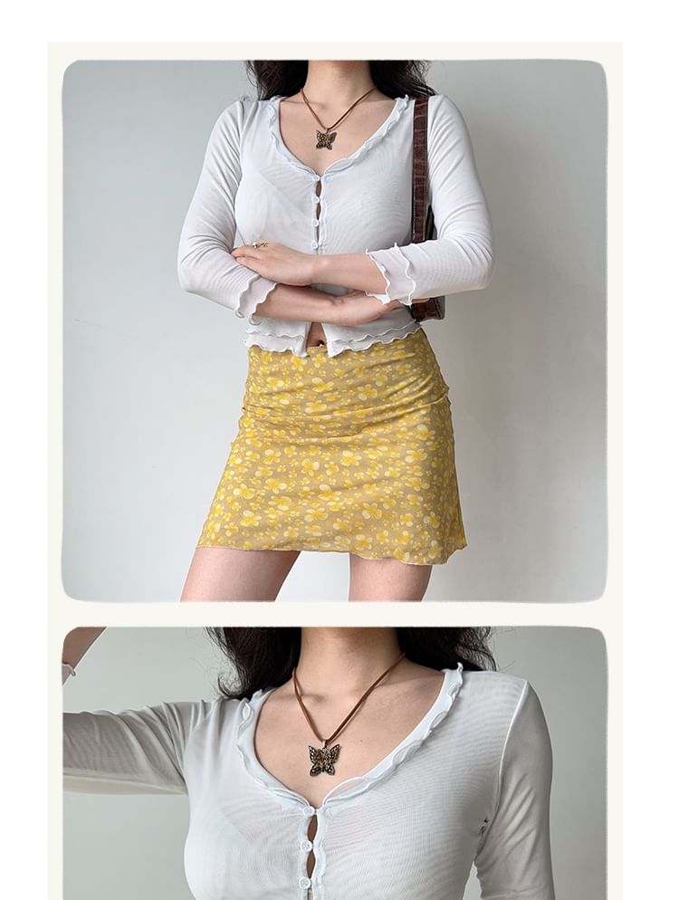 Lettuce Edge Mesh Cardigan