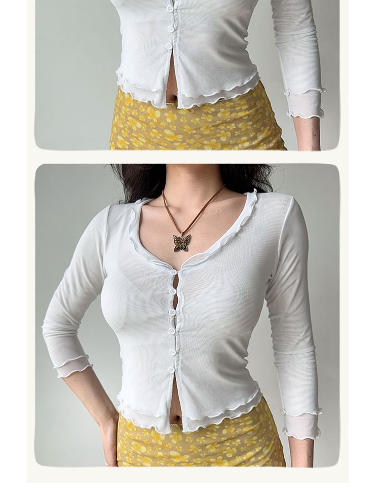 Lettuce Edge Mesh Cardigan