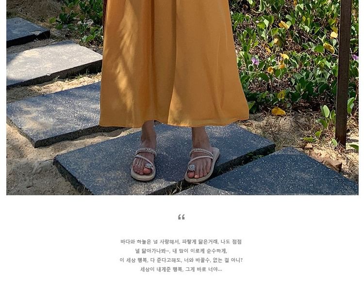 Spaghetti Strap Plain Lace Trim Maxi Sundress