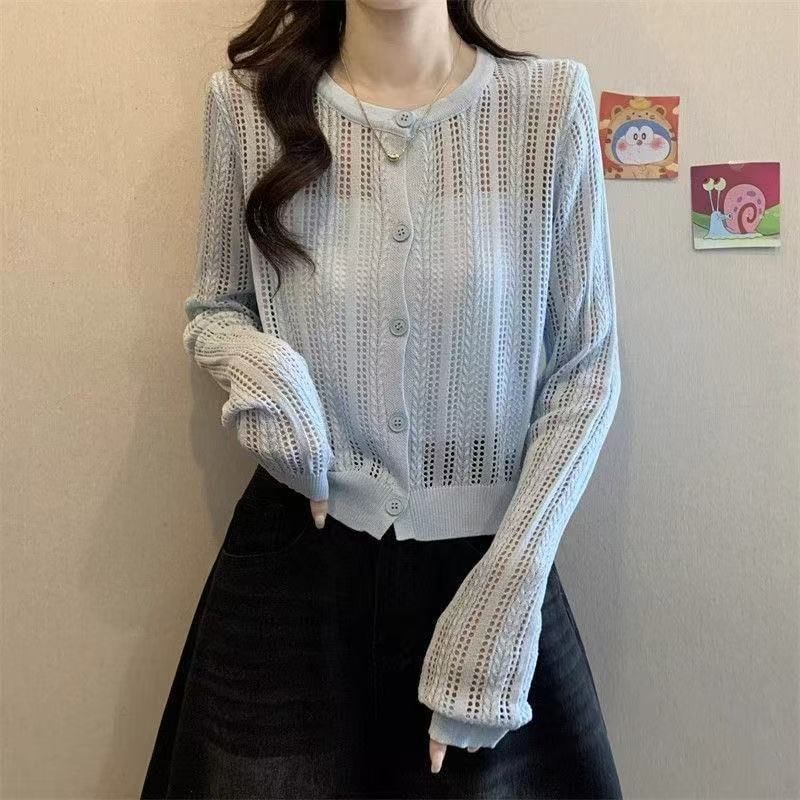 Round Neck Pointelle Cardigan