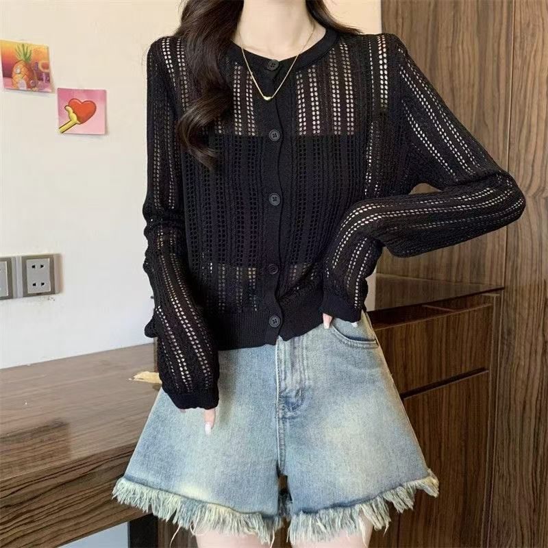 Round Neck Pointelle Cardigan