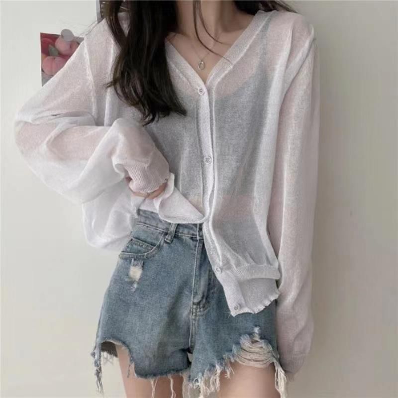 V-Neck Sheer Cardigan