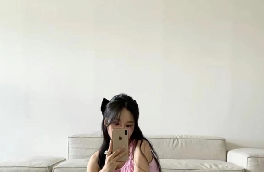 Tie-Shoulder Color Block Midi A-Line Dress