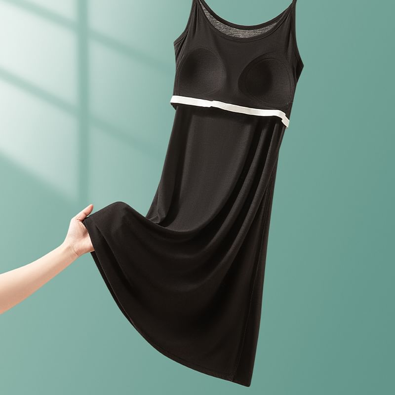 Spaghetti Strap Plain Padded Midi Pajama Dress (Various Designs)