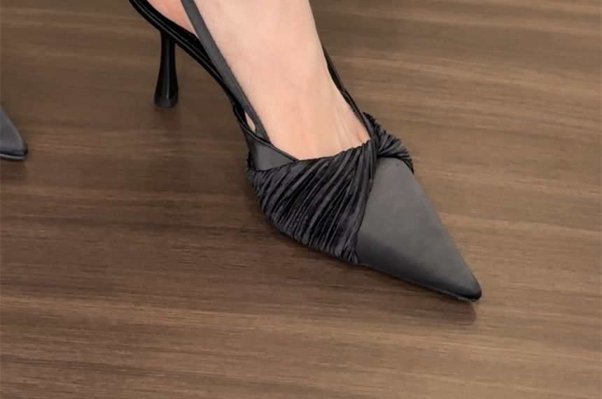 Slingback Pointed Heel High Mules Twist Toe