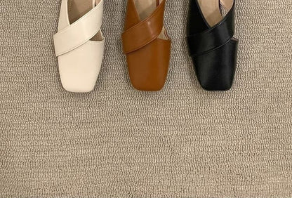 Square Cross Criss Toe Mules