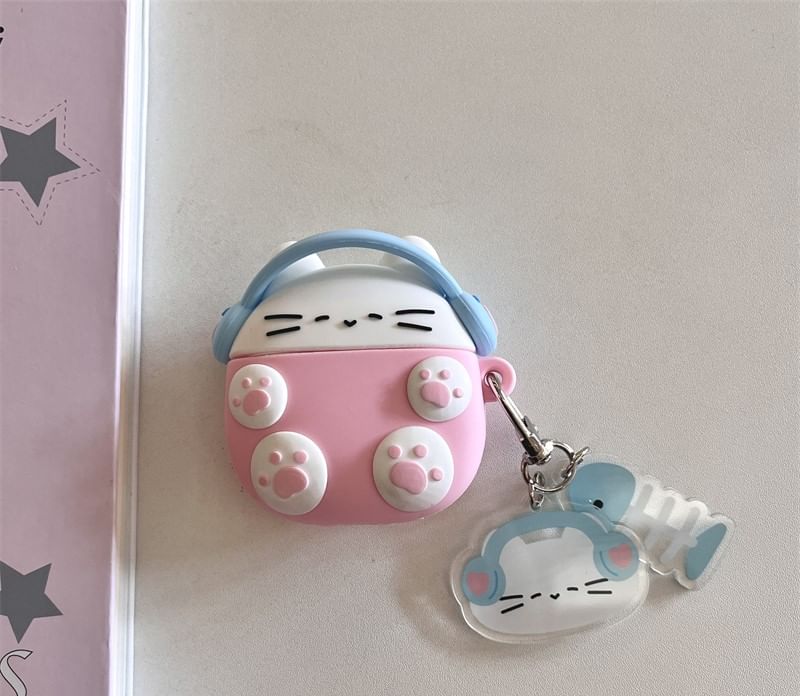 Cat Apple AirPods / Pro Earphone Case Skin with Charm