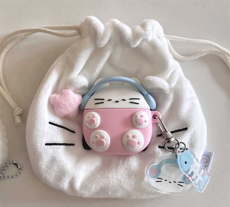 Cat Apple AirPods / Pro Earphone Case Skin with Charm
